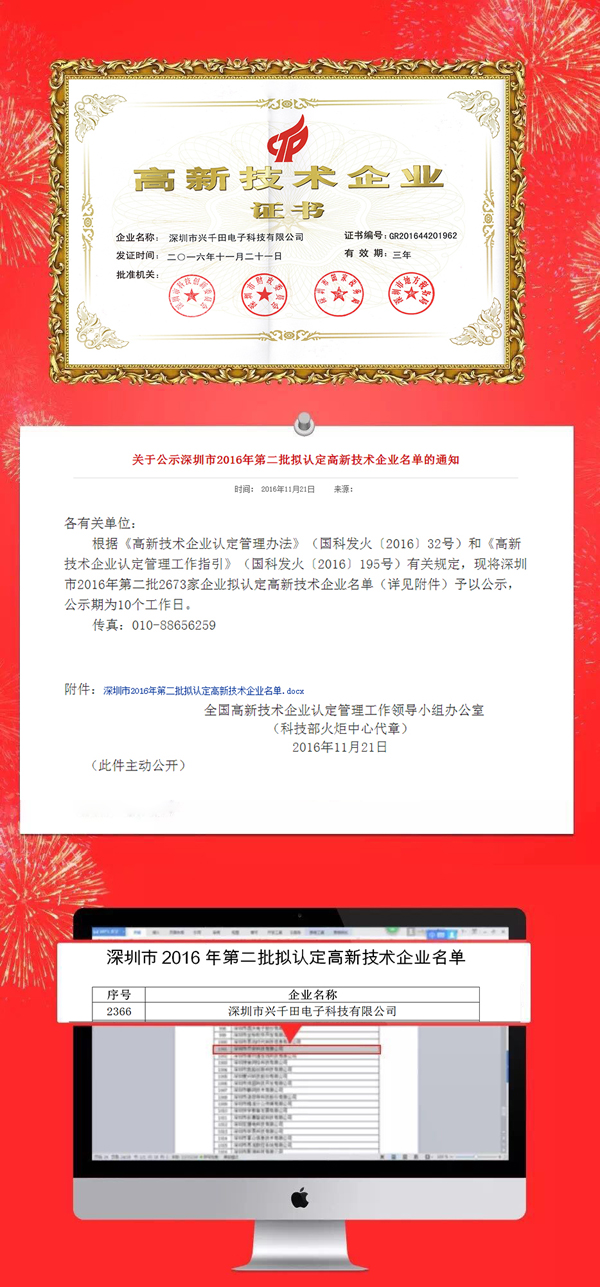 國家高新技術企業證書