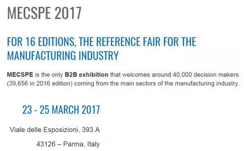 展會(huì)邀請-意大利·帕爾馬MECSPE展會(huì)