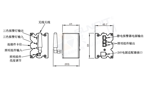 24V電源控制模組(無(wú)限發(fā)射)尺寸圖